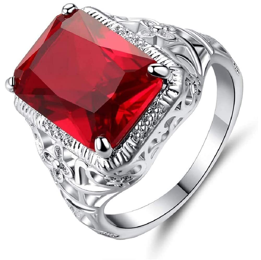 6979 Vintage Simulation Ruby Cubic Zirconia Wedding Engagement Ring Big